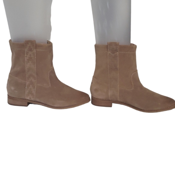 NWT Toms Tan Suede Pull On Slouch Ankle Booties. Amphora Burnished Suede Size 8 - Picture 5 of 16